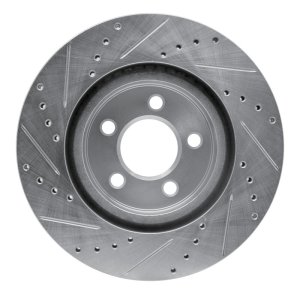 Chrysler 300 Brake Rotor (1) - Front Right - R1 Concepts - Drilled & Slotted - Silver - `05-`23